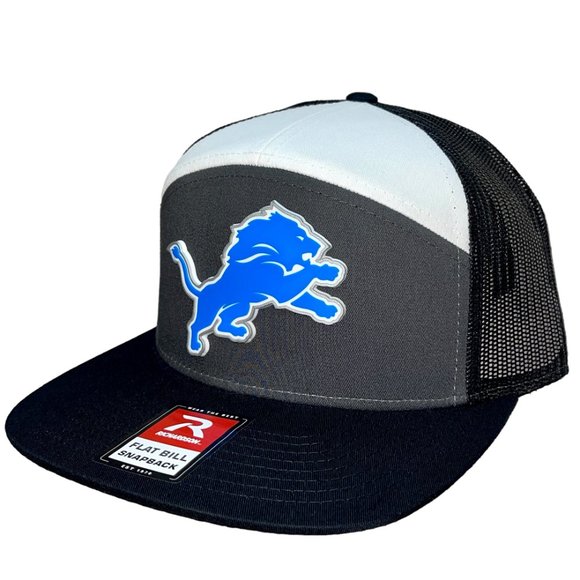Detroit Lions 3D Snapback Seven-Panel Trucker Hat- Charcoal/ Black/ White - Picture 2 of 4